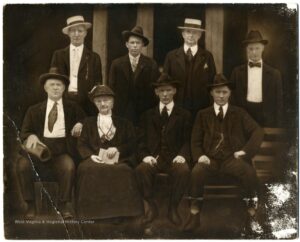 Mother Jones seated with the UMW Officers