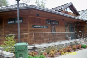 Jenkins Public Library as it stands today.   The date on the picture is incorrect.  The photograph was taken by Joanna Adams Sergent in the summer of 2010.