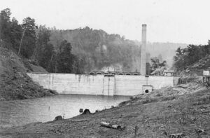 Elkhorn Dam in Jenkins, Kentucky on  October 14, 1912  The photographer is unknown 