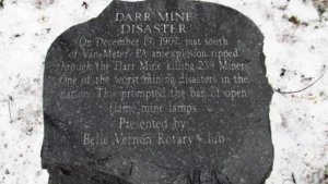 Darr Mine Memorial Marker.  The date and photographer are unknown