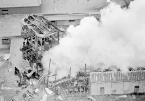 Overhead view of the Llewellyn shaft of the Consol No 9 mine November 20,  1968.  The photographer is unknown.