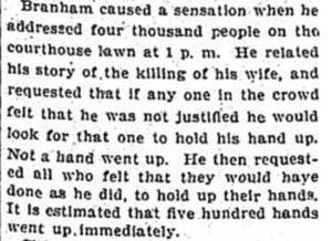 Taken from an excerpt of the Courier Journal, September 25, 1903.  The title is "Clifton Branham Pays the Penalty of His Crime".