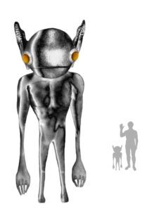 Depiction of the "Hopkinsville Goblin" by artist Tim Bertelink