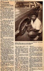 This is the newspaper article concerning the attack of the Lizardman on Tommy Davis and Shirley Way.